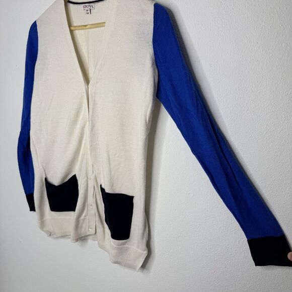 Merona Sweater Cardigans Blue & White Button Down Pearl Long Sleeve Womens Small - Picture 10 of 16